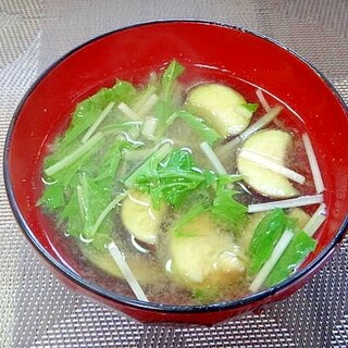 茄子と水菜の味噌汁